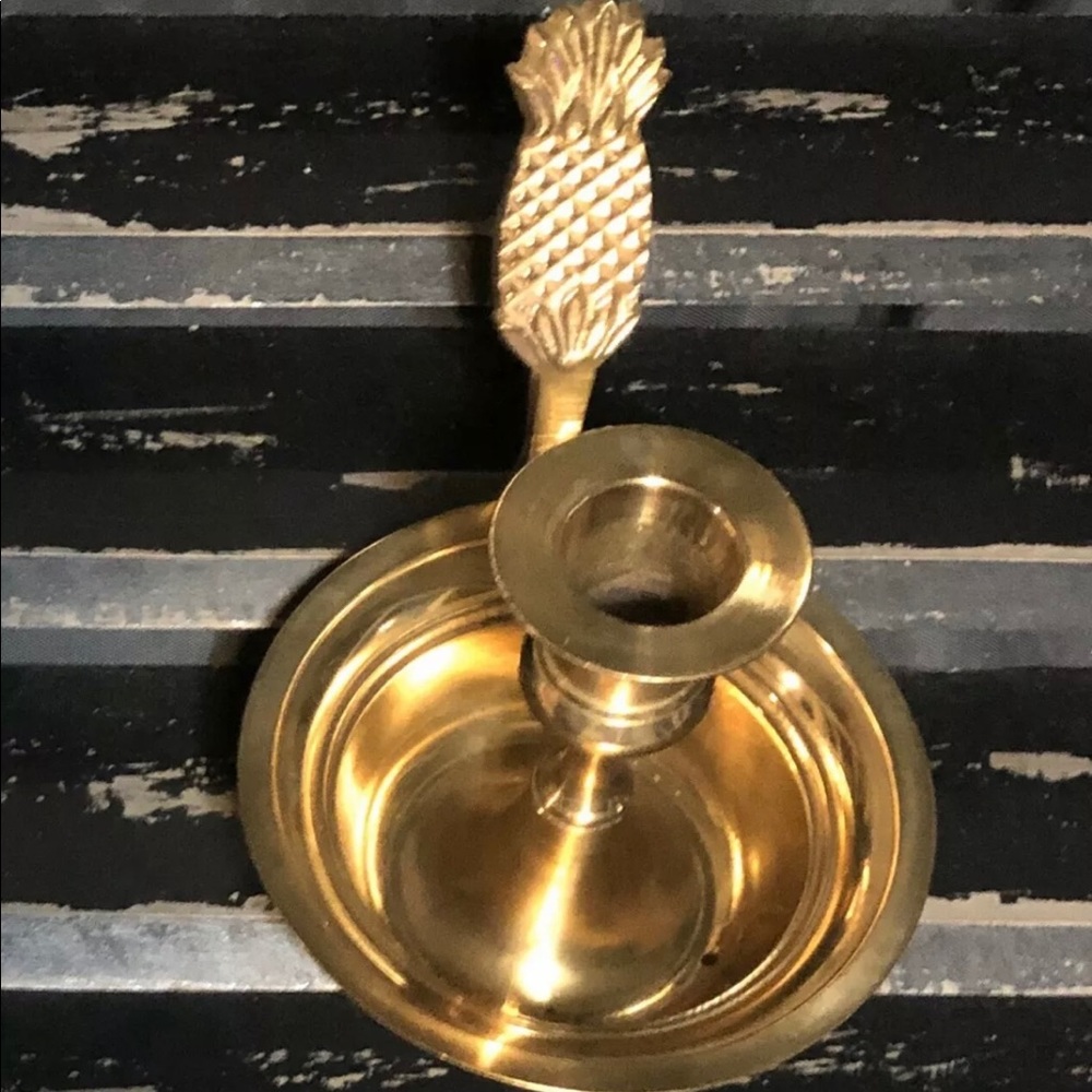 Brass Pineapple Candle Holder Saucer Dish Pan